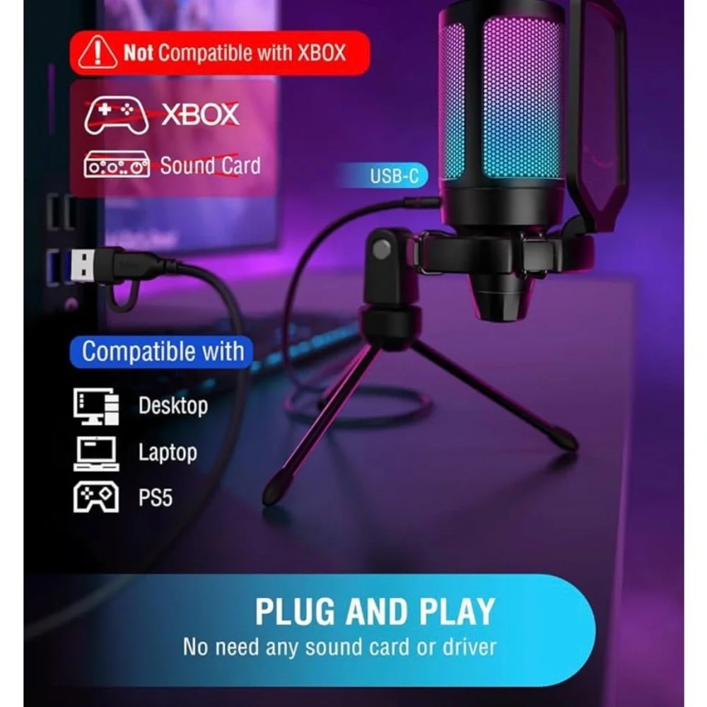 FIFINE gaming, USB microphone for PC or PS5